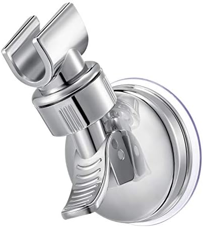Adjustable Shower Head Holder Bathroom Suction Cup Handheld Shower Head Holder Mounting Bracket Plastic ABS with Chrome Polished for Marble Glass Metal Ceramic (1, Silver Wrench)