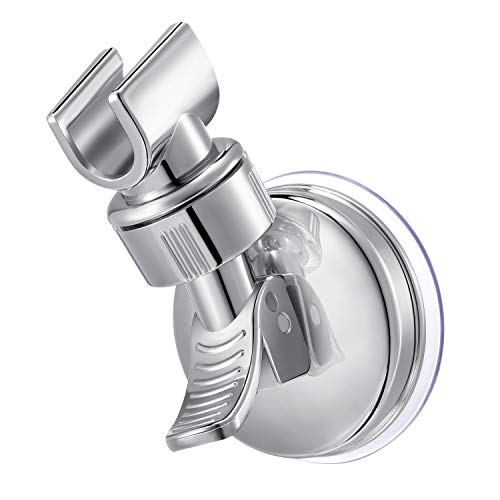 Shower Hand Held Holder Adjustable Suction Cup Shower Head Holder Universal Mounting Bracket Plastic Abs With Chrome Polished For Marble Glass Metal Ceramic (1, Silver Wrench) #TOP3