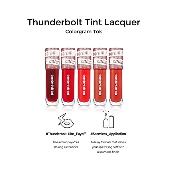 COLORGRAM-Thunderbolt-Tint-Lacquer-45g-True-Beauty-K-Drama-Makeup-Glossy-Long-Lasting-Moisturizing-Lip-Stain-04-Daily-Tok COLORGRAM Thunderbolt Tint Lacquer 04 Daily Tok | Highly Pigmented, Long Lasting, Moisturizing Lip Stain, Buildable and Blendable Lip Tint (0.2 fl.oz)