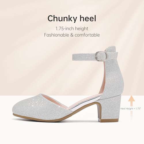 Image of LAURMOSA Girls Dress Shoes Closed Toe Pumps High Heels for Little Big Kid