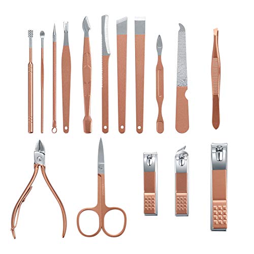 16-teiliges Nagelknipser-Set Luxus-Maniküre-Pediküre-Kit, Beauty-Kit, Edelstahl mit Ledertasche für Männer und Frauen – Bild 4