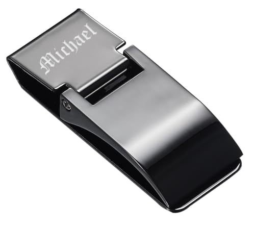 Visol Personalized Hinged Clasp Stainless Steel Money Clip Wallet Business Card Holder Gift for Men with Free Engraving