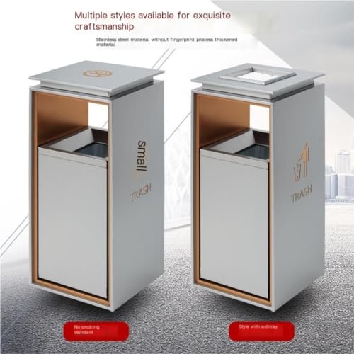 ASumPio Abfalleimer Edelstahl Hotel Mülleimer Kommerziellen Lobby Korridor Bürogebäude Bürogebäude Ktv Mit Aschenbecher Mülleimer,Black-S – Bild 5