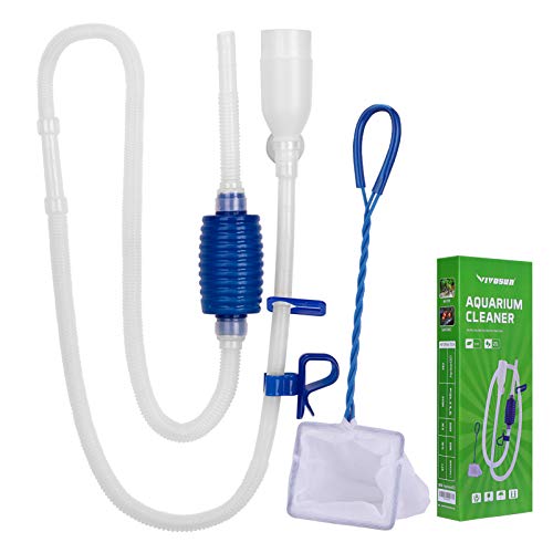 VIVOSUN Aquarium Gravel Cleaner Siphon Fish Tank Vacuum Cleaner with Fishing Net Long