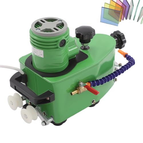 800W電動ガラスエッジ研磨機、電動ハンドヘルドグラインダー、8つのダイヤモンドホイール付き、DIYガラスアートプロジェクト用平面曲線コーナートリミング、仕上げ家庭用および工芸用(Green)