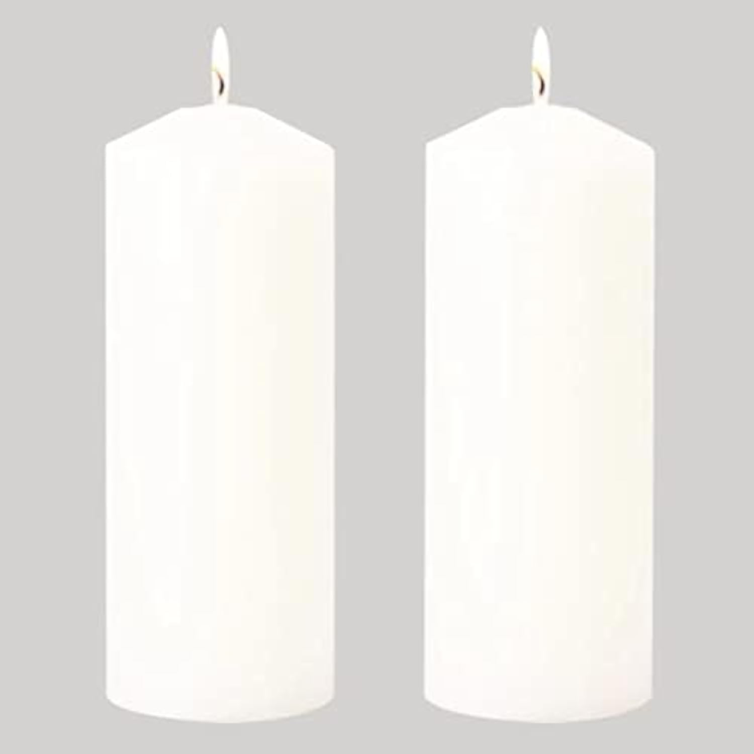 Pillar Candles Set of 2, Unscented Large White Emergency Candle, 3x8 inches Hand Poured Tall Candles Bulk, Non-Toxic Smokeless Dripless and Unscented Candles for Home Wedding Decor
