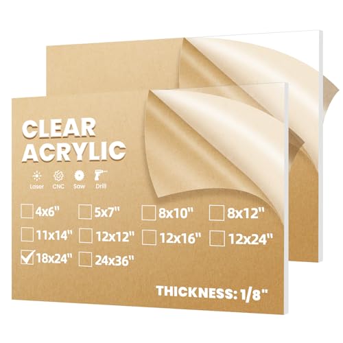 Image of 4 Pack 18x24 1 /8 inch Clear Plexiglass Sheets for Window Display
