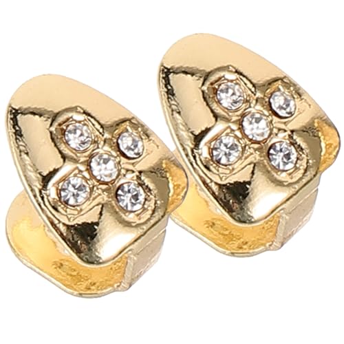 VERDANVERSE Griglie per Denti in Metallo Dorato 2 Pezzi per Adulti Accessori Rapper Hip Hop Gioielli per la Bocca Comodi e Resistenti Idee Regalo per Feste e Cultura Musicale