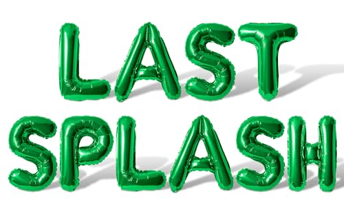 Image of Letter Balloons - LAST SPLASH 16 inch Inch Alphabet Letters Foil Mylar Balloon Bachelorette or Bachelor Party Banner (Green)
