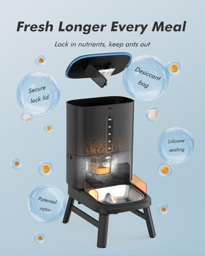 Automatic Dog Feeder for Large Breed - 15L/ 63 Cups Anti-Clog Dog Food Dispenser for 2-23mm Kibble, Elevated Stand, Large Food Tray, Dual Power, Up to 50 Portions 6 Meals Per Day, Keeps Fresh - Image 7