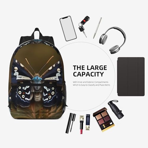 Sac à la mode multi-poches imprimé ailes de mites noir 43,2cm - 7