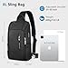 HEROIC KNIGHT Crossbody Sling Bag for Men, Waterproof Sling Crossbody Backpack with USB Charging Port, Anti Theft Chest Shoulder Hiking Bags Daypack for Commute, Work, Sport, Travel - Black