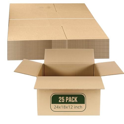Image of Simple deluxe 24x18x12 Shipping Boxes Large Moving Boxes, 25 Packs Corrugated Cardboard Boxes Shipping Box for Business Packaging Box