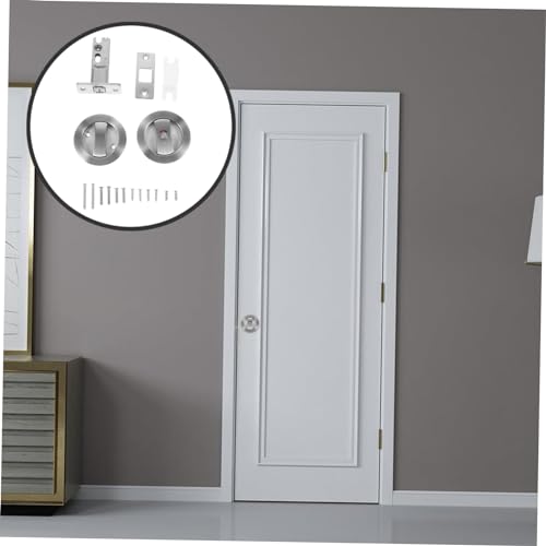Cerradura de puerta corrediza Tofficu con acabado en níquel satinado, instalación fácil para baño y dormitorio miniatura 4