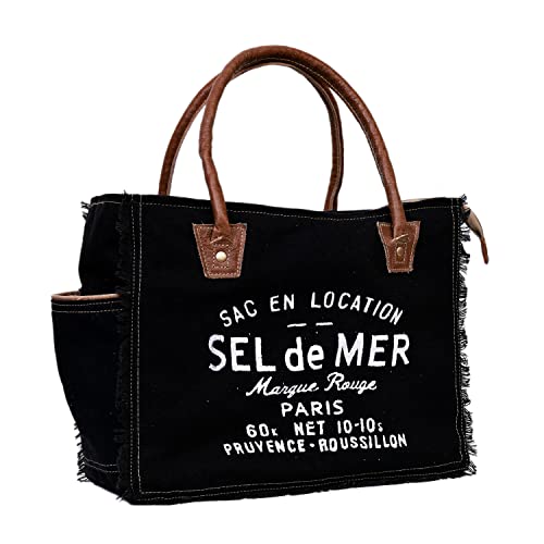 Image of CREATIVE LEATHER ART Sel de Mer Canvas Tote Bag for Women