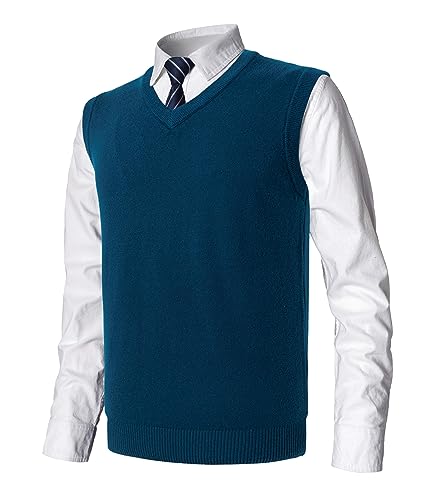 MeiLayM Hombre Invierno Sin Mangas con Cuello En V Chaleco Casual de Negocios Casual Suéter Sin Mangas Punto Chaleco suéter Caballero Suéter Cardigans Tank Tops