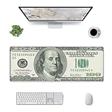 Money Gaming Mouse Pad, USA Dollar Large Extended Desk Mat 11.8X 31.5 inches with Non-Slip Base & Stitched Edges, Waterproof Desk Mat for Office, Home, Laptop, Computer Keyboard