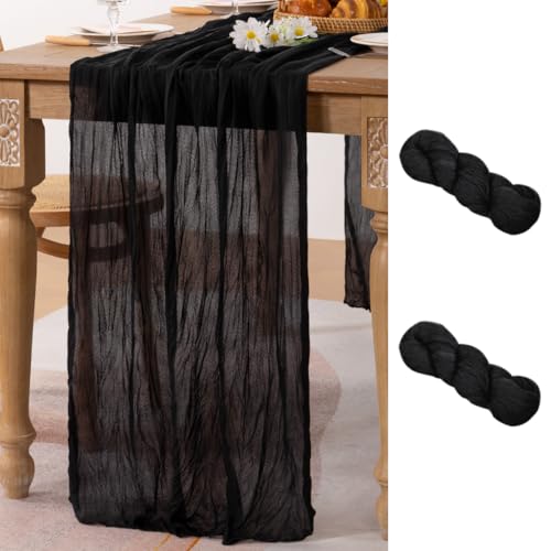 Black Table Runner Halloween Fall Cheesecloth Table Runner Gothic Decor