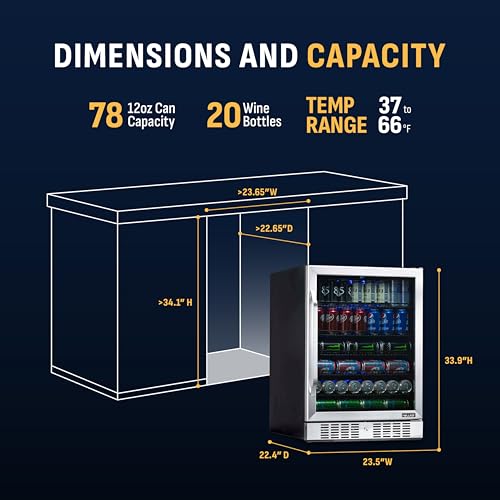 Image of NewAir Beverage Refrigerator with Glass Door | 177 Can Mini Fridge for Bedroom, Dorm, Office, or Gaming Setup | Soda, Beer, and Wine Cooler | Stainless Steel