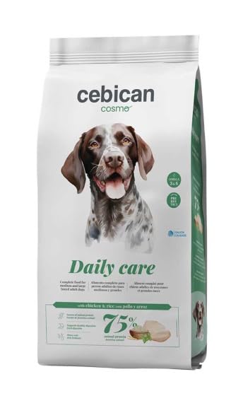 Pienso para Perros Daily Care con Pollo y arroz 12kg - Cebican. Alimento Completo para Perros Adultos de Razas Medianas y Grandes. Dieta equilibrada.