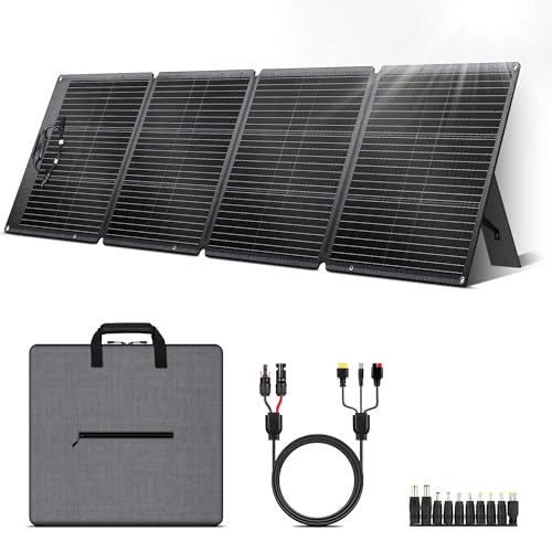 Image of CTOLITY 200W Portable Solar Panel, ETFE Foldable Solar Panel Charger with Kickstands 23.7% High Efficiency IP68 Waterproof for Hiking Camping Power Station RV Outdoor Home Backup