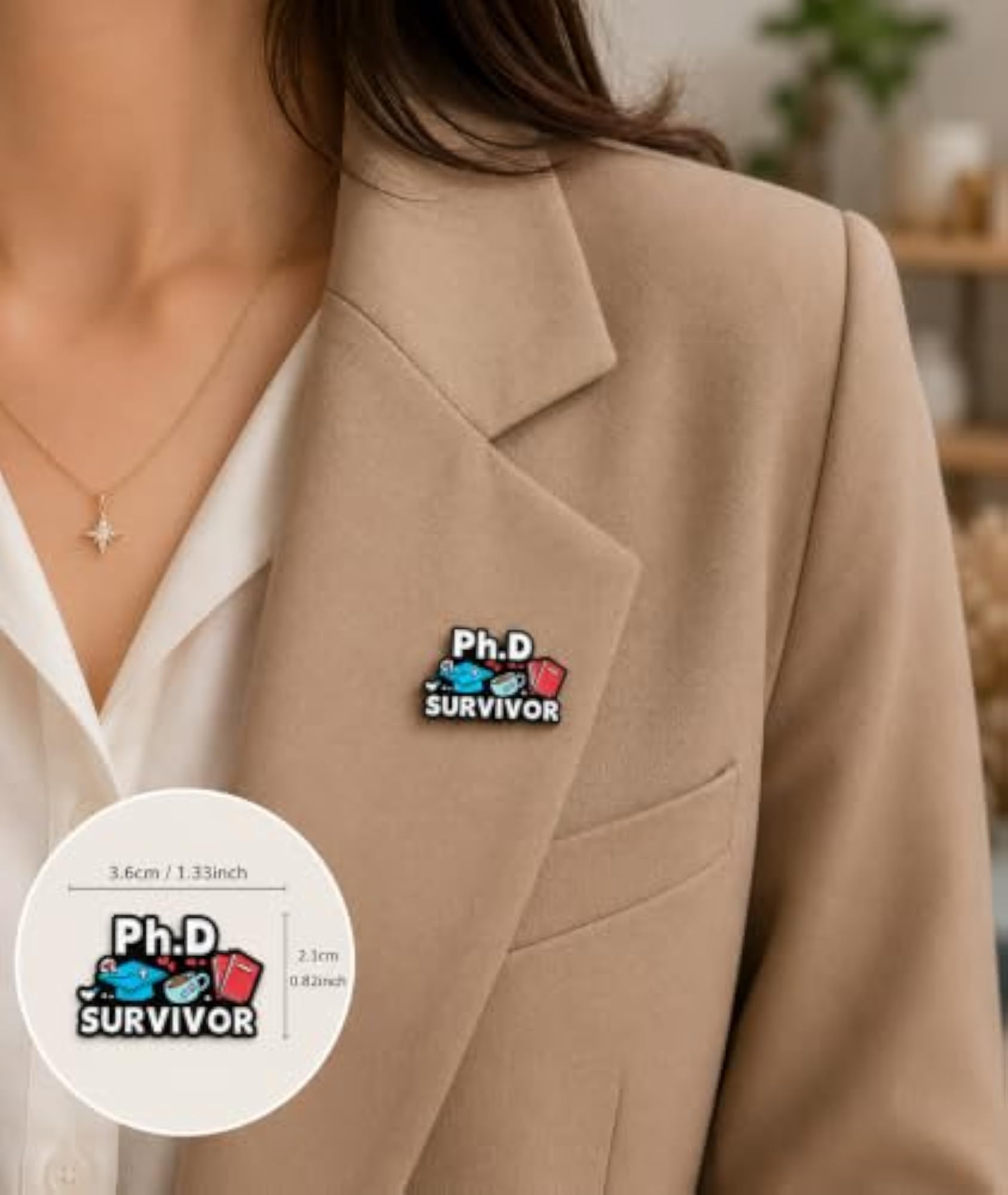 PhD Survivor Enamel Pin, Funny Graduation Gift for Doctoral Students