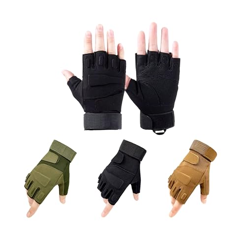 Image of Half Finger Tactical Gloves, Durable Fingerless Gloves for Cycling, Gym, Motorcycle Gloves, Training Gloves, Breathable Gloves, and Outdoor Activities (Green, XL)