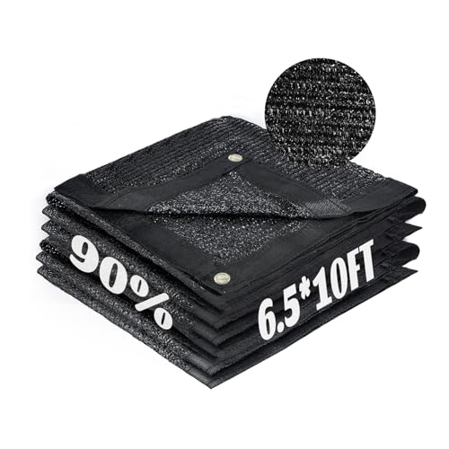 Cool Area 90% Sun Shade Cloth Mesh Tarp with Grommets for Plant Cover 6.5x10ft Patio Canopy Garden Pergola Blackhouse Car Barn Kennel Black