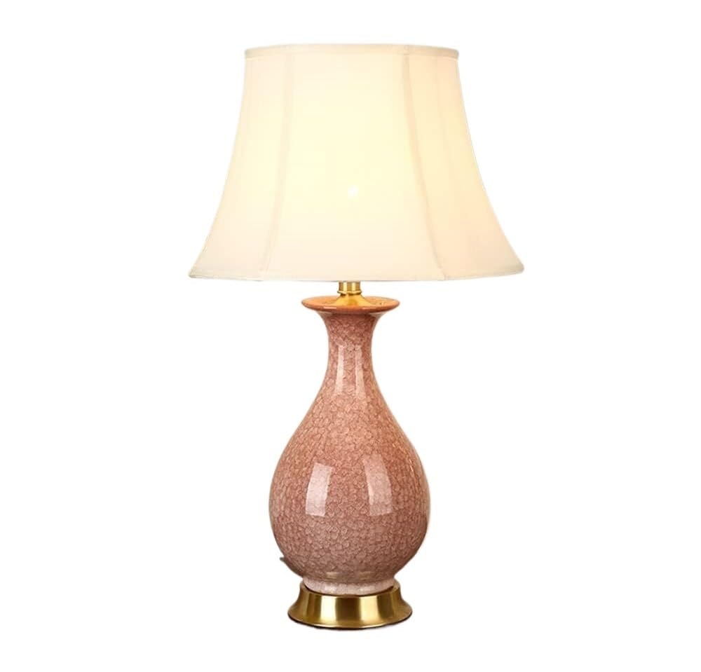 HYHDDM Concise Modern Rotatable Ceramic Table Lamps, Fabric Shade Button Control Nightstand Lamps for Bedroom Home Interior(Pink)