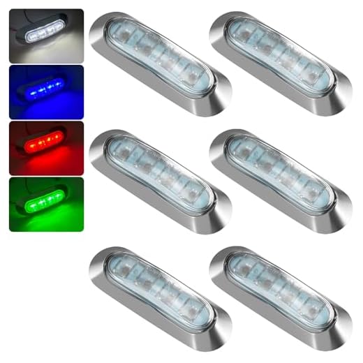 PSEQT 6Pcs 4LED RGBW Boat Courtesy Lights, 4-color 3.8'' Oval Waterproof Marine Interior Deck Transom Stern Navigation Lights for Pontoon Fishing Boat Bass Sailboat Kayak Yacht