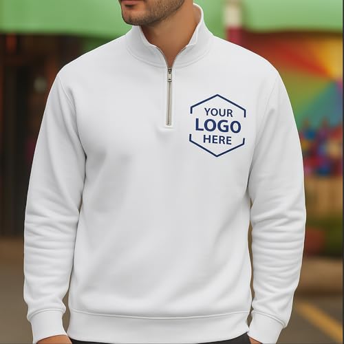 NAZENTI Custom Embroidered Logo Quarter Zip Sweatshirt, Design Your Own Shirt Personalized, Personalized Company Logo Quarter Zip Sweater for Men Women in Business4