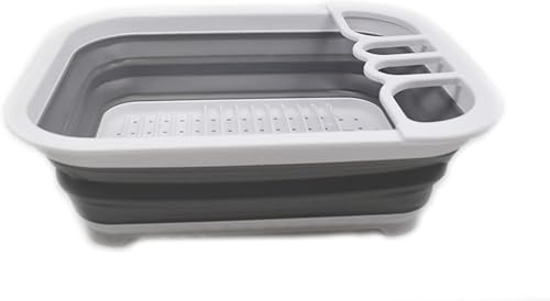 Miniatura 5 de SAMMART Escurridor de platos de plástico plegable, juego de escurridor plegable, organizador de vajilla portátil, para ahorrar espacio y utensilios