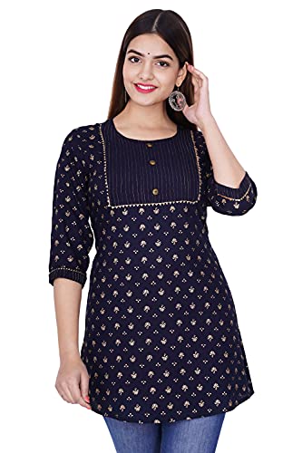 Image of Shiva Fab Short Kurti for Women | Embroidered Straight Rayon Kurta | Round Neck Full Sleeves Short Kurti for Women's