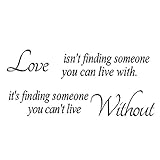 Love Isn't Finding Someone You Can Live with,It's Finding Someone You Can't Live Without Vinyl Wall Words Romantic Quotes Vinyl Words