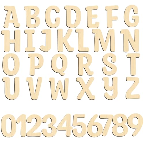 Wooden Letters 3 Inch for Crafts Small Wood Letters 3 Inch Unfinished Wooden Alphabet Letters and Wooden Numbers for DIY Wall Decor Learning Spelling Birthday Party Home Decoration 72 Pcs