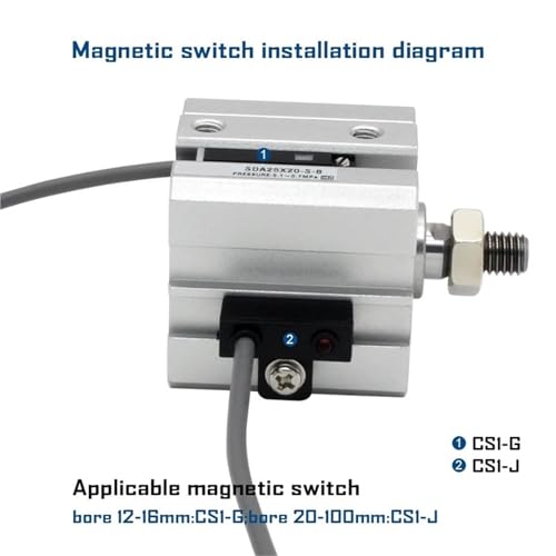 Vérin pneumatique SDA50 compact pour éviter les pannes de poussée