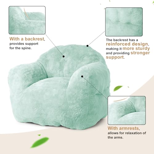 Image of GarveeHome Bean Bag Chair, 39 inch Bean Bag Chairs for Adults Kids, Soft Green Beanbag Sofa Chair High-Density Foam Filled Cozy Bean Bag Couch with Armrests for Living Room Bedroom