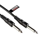 rhinocables Stereo Audio Cable 6.35mm 1/4" Lead Mono Jack Instrument Cable Plugs (Male to Male) for Electric Guitar, Bass, Amp, Keyboard, and Sound Mixing, Black (3m)