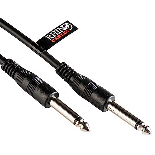 rhinocables 6.35mm Mono & TRS Jack Stereo Cable, Black, 20m