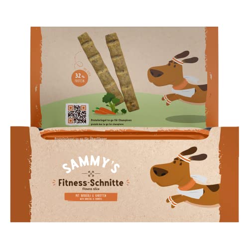 Sammy´s Fitness Schnitte mit Brokkoli und Karotten| Single Animal Protein| Proteinreich| Schonend hergestellt & luftgetrocknet| Frisch Fleisch| 20 x 25 g