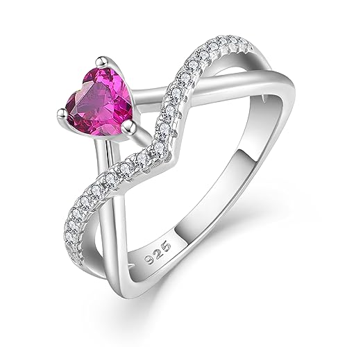 STARCHENIE Crossover Birthstone Rings for Women Sterling Silver Twisted Wedding Engagement Promise Rings with 0.5ct Cubic Zirconia,size 5-10