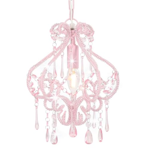 vidaXL Plafonnier avec perles Rose Rond E14