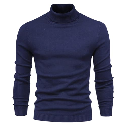 Maiyifu-GJ Men's Turtleneck Sweater Slim Fit Turtle Neck Sweater for Men Long Sleeve Pullover Sweater Thermal Sweater