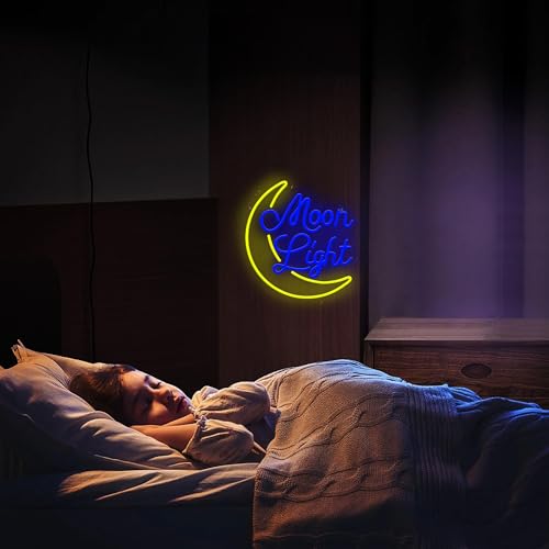 Image of Moon Neon Sign Moon Neon Light Led Signs for Bedroom Wall Decor Kids Room Living Room Party Decoration