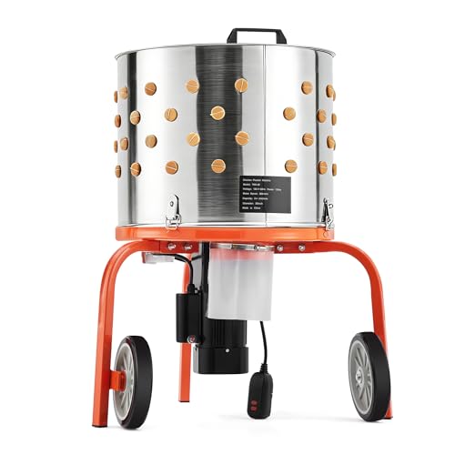Chicken Plucker Machine 20 inch Drum Stainless Steel Poultry Plucker Defeathering Equipment with 108 Soft Fingers Simple Debris Collection for Farms Restaurants Home Poultry Plucking Orange