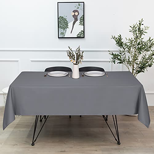 Image of sancua Square Tablecloth - 60 x 60 Inch - Water Resistant Spill Proof Washable Polyester Table Cloth, Decorative Fabric Table Cover for Dining Tables, Buffet Parties and Camping, Light Grey