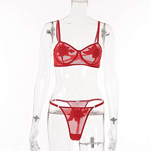 Dentelle soutien-gorge ensemble sexy avec string transparent pour femme - 4