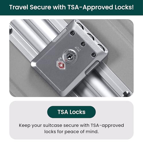 Image of Nobl-Travel Zipperless Check In Suitcase - Aluminum Frame, Check In luggage 30.2x20x12 Airline Approved by Noble-Travel - Unbreakable Polycarbonate Shell - Dual TSA Locks, 360 Spinner Wheels - Silver