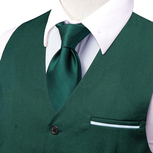 Image of Hi-Tie Men's Formal Suit Vest Solid Fit Vest for Men 3 Pockets V Neck Waistcoat Business Wedding Casual