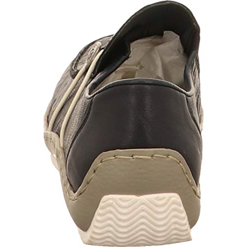 Image of Rieker L1751 Celia Leather Slip-On Women's Shoes - Comfortable High-Coverage Loafers with Elegant Stitch Detailing, Anti-Stress and Flexible Everyday Support